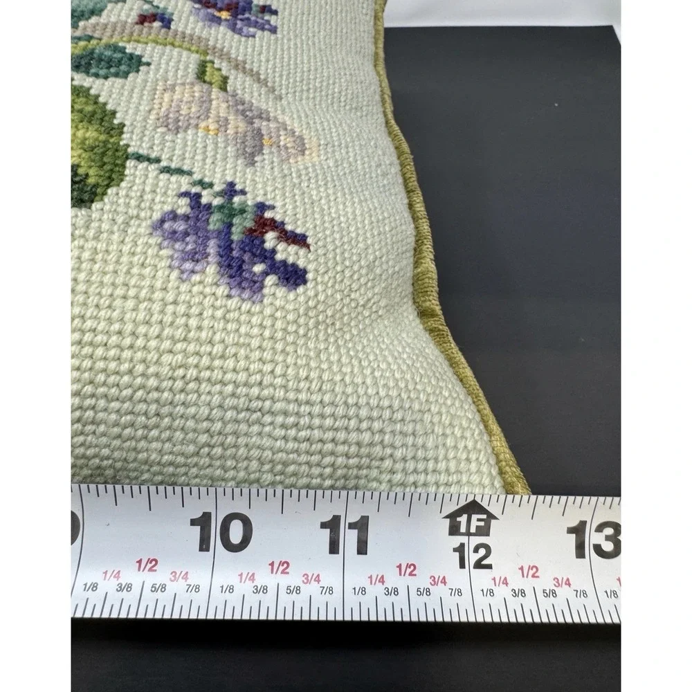 Vintage Down Filled Cross Stitch Throw Pillow With Pansies Cottage 12